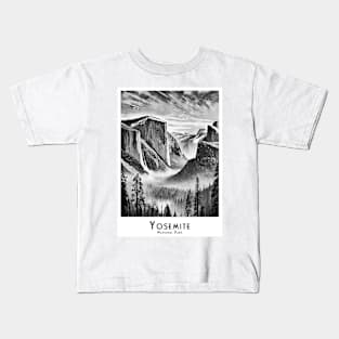 Yosemite National Park California in Black and White Kids T-Shirt